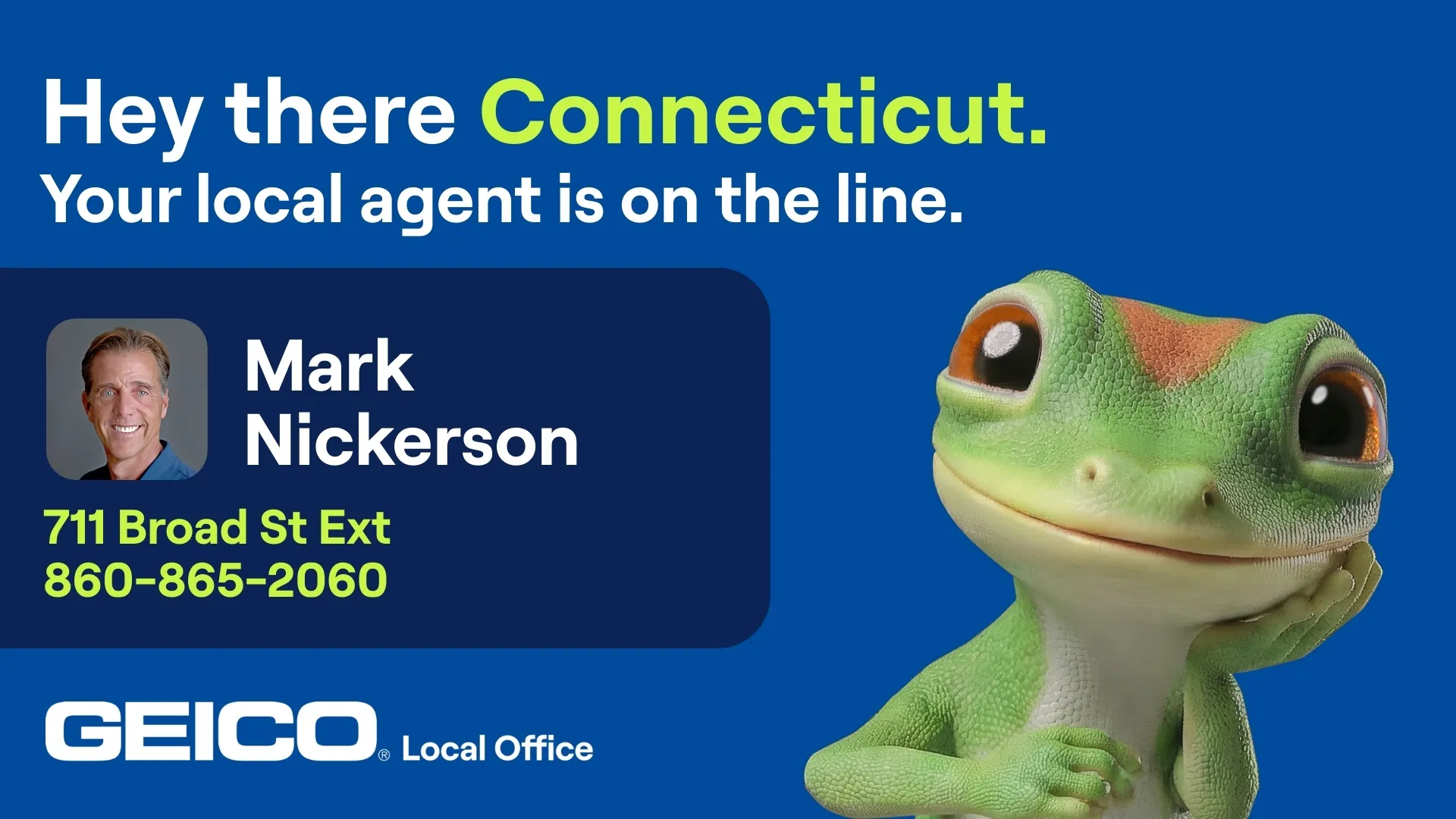 Connecticut GEICO local agent Mark Nickerson at the Waterford office